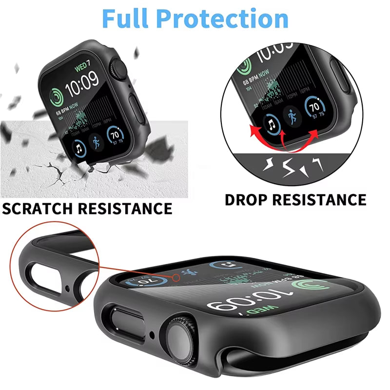 Glass+Cover for Apple Watch Case 9 8 7 6 SE 5 Iwatch Accessorie Screen Protector Apple Watch Serie 44Mm 40Mm 41Mm 45Mm 42Mm 38Mm